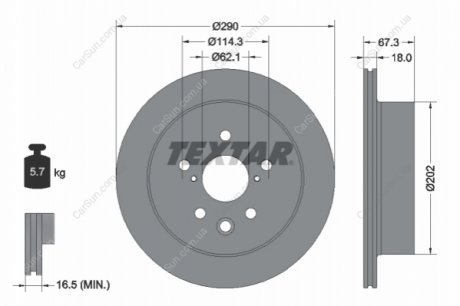 TARCZA HAM. LEXUS T. IS 2,0-2,5 13- TEXTAR 92334403 (фото 1)