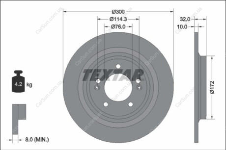 Tarcza hamulcowa tyЕ‚ L/P pasuje do: HYUNDAI TUCSON KIA SPORTAGE V 1.6-1.6H 11.20- TEXTAR 92337203 (фото 1)