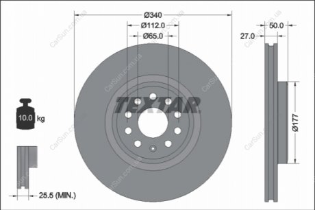 ПЕРЕДНИЙ ГАЛЬМУВАЛЬНИЙ ДИСК 340X27 V TEXTAR 92337405