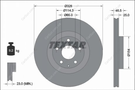 ПЕРЕДНИЙ ГАЛЬМУВАЛЬНИЙ ДИСК 326X25 V TEXTAR 92337603 (фото 1)