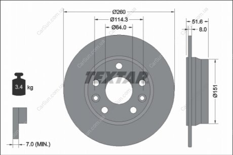 Гальмівний диск TEXTAR 92337703 (фото 1)