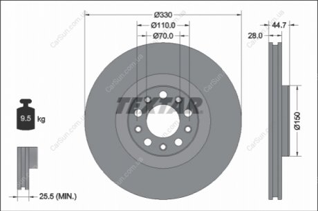 ПЕРЕДНИЙ ГАЛЬМУВАЛЬНИЙ ДИСК 330X28 V TEXTAR 92337905