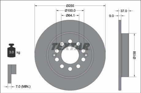 ГАЛЬМІВНИЙ ДИСК. MG T. ZS SUV 1.0 T-GDI/1.5 VTI 17- TEXTAR 92342703