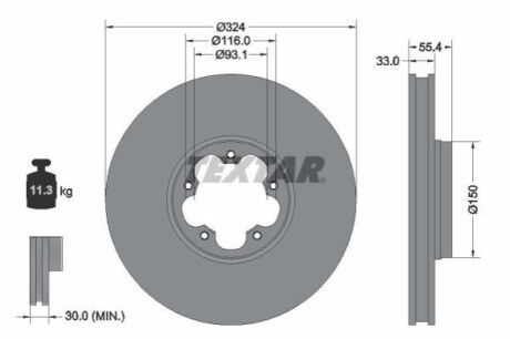 ГАЛЬМІВНИЙ ДИСК. FORD P. TOURNEO/TRANSIT 1.0-2.0 16- TEXTAR 92347103