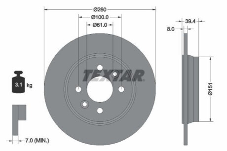 TARCZA HAM. RENAULT T. CLIO 1,0-1,6 19- TEXTAR 92347603