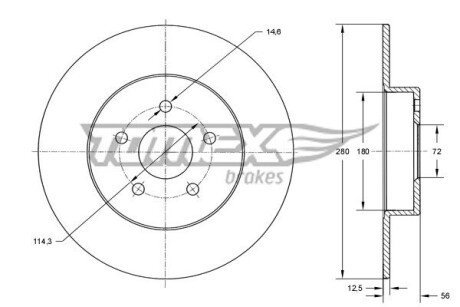 TARCZA HAMULC. CHRYSLER VOYAGER 95-08 TYŁ TOMEX TX7146