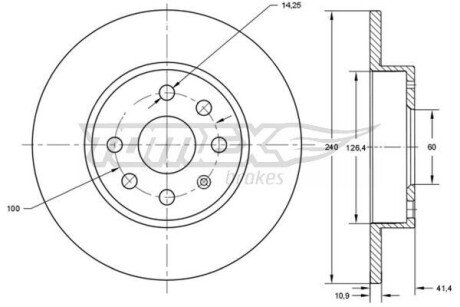 Диск гальмівний (передній) Opel Astra F 91-05/Corsa A/B 82-00/Kadett E 79-93 (236x12.6) TOMEX TX71-52