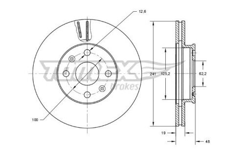 TARCZA HAMULC. HYUNDAI GETZ 02-09 (-ABS) WEN. (OE-517121C000) TOMEX TX72-15