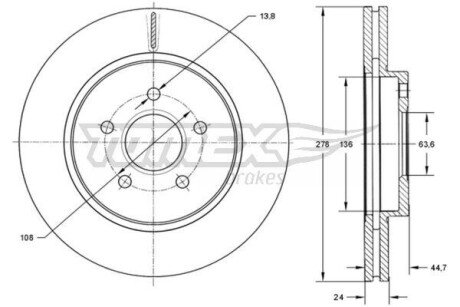 TARCZA HAMULC. FORD TOURNEO CONNECT 02- (OE-4455980) TOMEX TX72-27