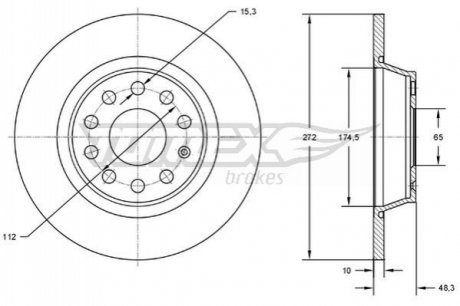 TARCZA HAMULC. VW GOLF VI 08- TYЈ (OE-1K0615601AA) TOMEX TX72-45