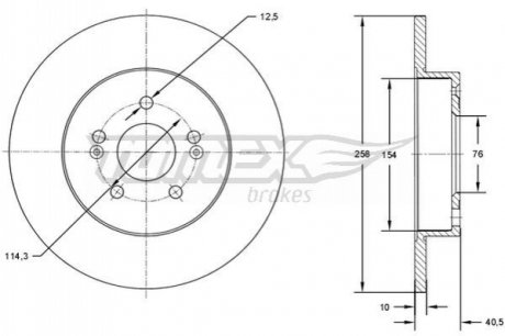 Диск гальмівний (задній) Hyundai ix20/Kia Venga 1.4/1.6 CRDi 10- (258x10) TOMEX TX73-05