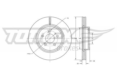 Диск гальмівний (передній) Mazda 3/5 03- (278x25) TOMEX TX73-18