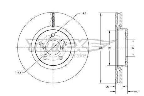 Диск гальмівний (передній) Toyota Avensis/Corolla 03-09 (295x26) PRO TOMEX TX73-23