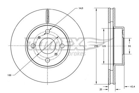 TARCZA HAMULC. TOYOTA YARIS 99-06 (OE-435120D050) TOMEX TX73-26