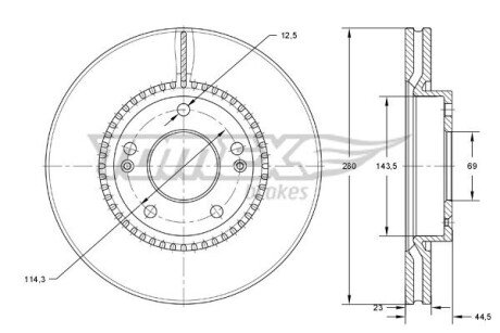 Диск гальмівний (передній) Hyundai Elantra/I30 II 11-/Kia CeeD/ Cerato III 13- (280x23) PRO TOMEX TX73-30