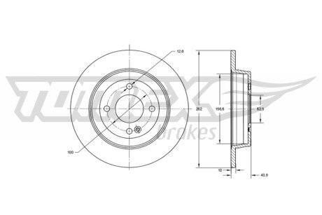 Диск гальмівний (задній) Hyundai Accent IV 10-/Kia Rio III 11- (262x10) TOMEX TX7335