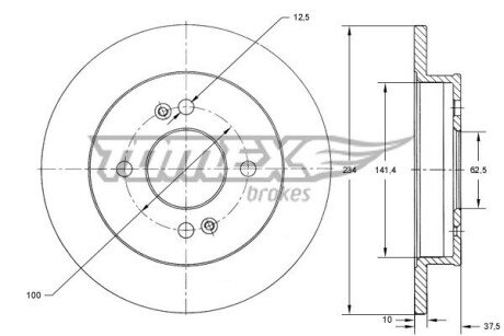 Диск гальмівний (задній) Hyundai i10 07-13/Kia Picanto 04- (234x10) TOMEX TX7337