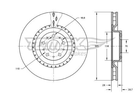 TARCZA HAMULC. ALFA ROMEO 159 05-11 WEN (OE-46843608) TOMEX TX73-74