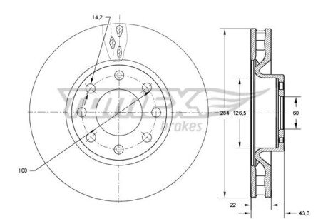 TARCZA HAMULC. FIAT GRANDE PUNTO 05- (OE-55700922) TOMEX TX73-76