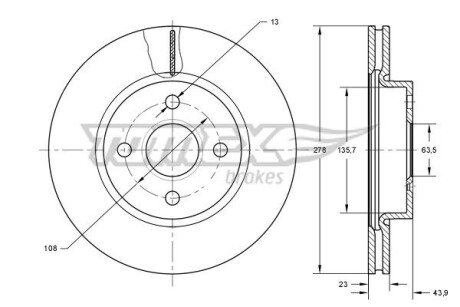 TARCZA HAMULC. FORD B-MAX 12- PRZУD (OE-1751584) TOMEX TX73-92