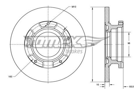 Диск гальмівний (задній) Ford Transit 12- (288x16) TOMEX TX7393
