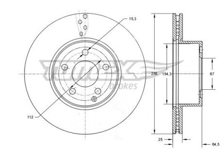 Диск гальмівний (передній) MB C-class (W204/S204) 07-14 (288x25) PRO TOMEX TX74-03