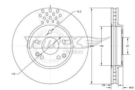 Диск тормозной (передний) MB C-class (W203/CL203/S203)/E (W210/S210) 96-07 (300x28) TOMEX TX7404