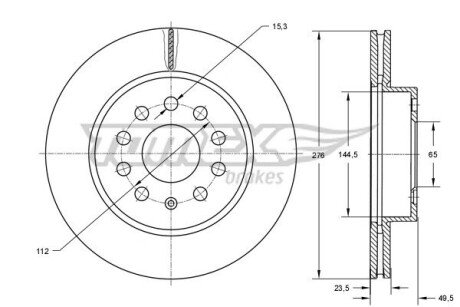 TARCZA HAMULC. VW GOLF VII 14- PRZУD (OE-5Q0615301A) TOMEX TX74-10