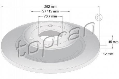 Гальмівний диск TOPRAN 208 310 (фото 1)