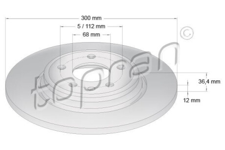 Диск гальмівний (задній) Audi A6/A7 Sportback 10-(330x22) TOPRAN 631 154