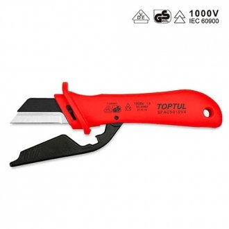 Нож кабельный изолированный 1000V VDE со сменным лезвием - Toptul SFAC5018V4
