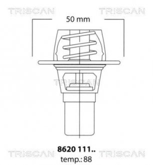 Термостат 91 С Renault Clio 1.2/1.4/19 (B/C53) -92 TRISCAN 8620 11191 (фото 1)