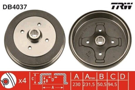 Тормозной барабан TRW DB4037