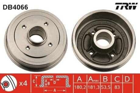 Тормозной барабан TRW DB4066