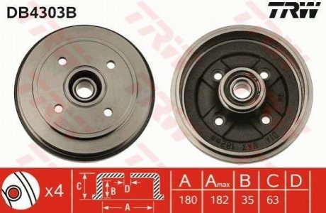 Гальмівний барабан TRW DB4303B