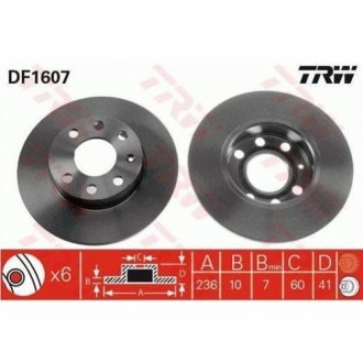 Тормозные диски - (90086193 / 90008003 / 569028) TRW DF1607 (фото 1)
