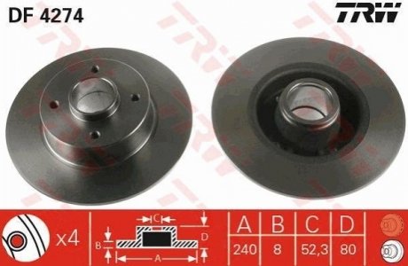 Тормозной диск TRW DF4274