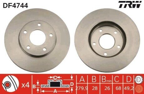 Диск тормозной TRW DF4744 (фото 1)