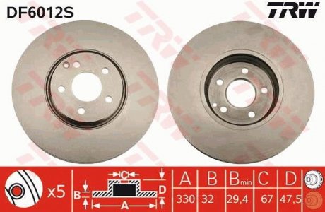 TARCZA HAM. MERCEDES E-KLASA 03-09 TRW DF6012S