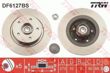 Тормозной диск TRW DF6127BS (фото 1)