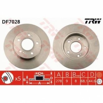 Тормозные диски - (43206WA201 / 432065U000 / 432064U001) TRW DF7028 (фото 1)