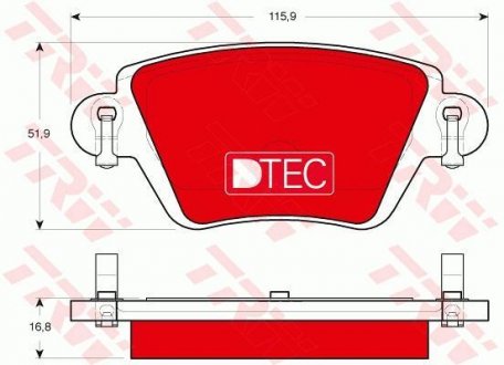 Комплект тормозных колодок, дисковый тормоз TRW GDB1525DTE (фото 1)
