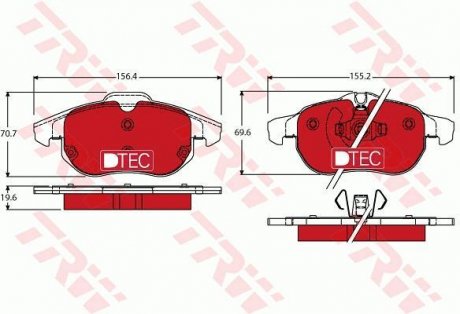 Комплект тормозных колодок, дисковый тормоз TRW GDB1613DTE (фото 1)