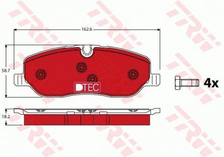 Комплект тормозных колодок, дисковый тормоз TRW GDB1631DTE (фото 1)