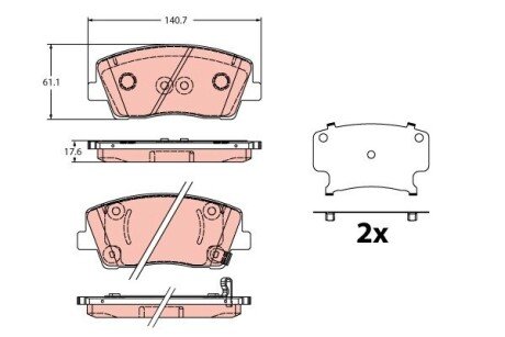 ГАЛЬМІВНІ КОЛОДКИ. KIA P. STINGER 2.2 CRDI 17- TRW GDB2375