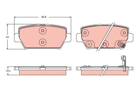 ГАЛЬМІВНІ КОЛОДКИ. MITSUBISHI T. ECLIPSE 1.5 T-MIVEC/2.2 D 4WD 17- TRW GDB2435