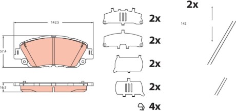 ГАЛЬМІВНІ КОЛОДКИ. TOYOTA P. RAV 4 2.0-2.5 18- TRW GDB2488