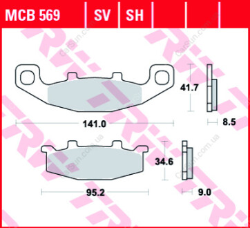 Комплект тормозных колодок, дисковый тормоз TRW MCB569SV