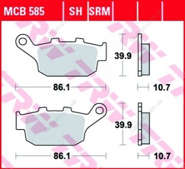 Комплект тормозных колодок, дисковый тормоз TRW MCB585SH