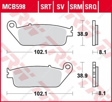 Комплект гальмівних колодок, дискове гальмо TRW MCB598SV